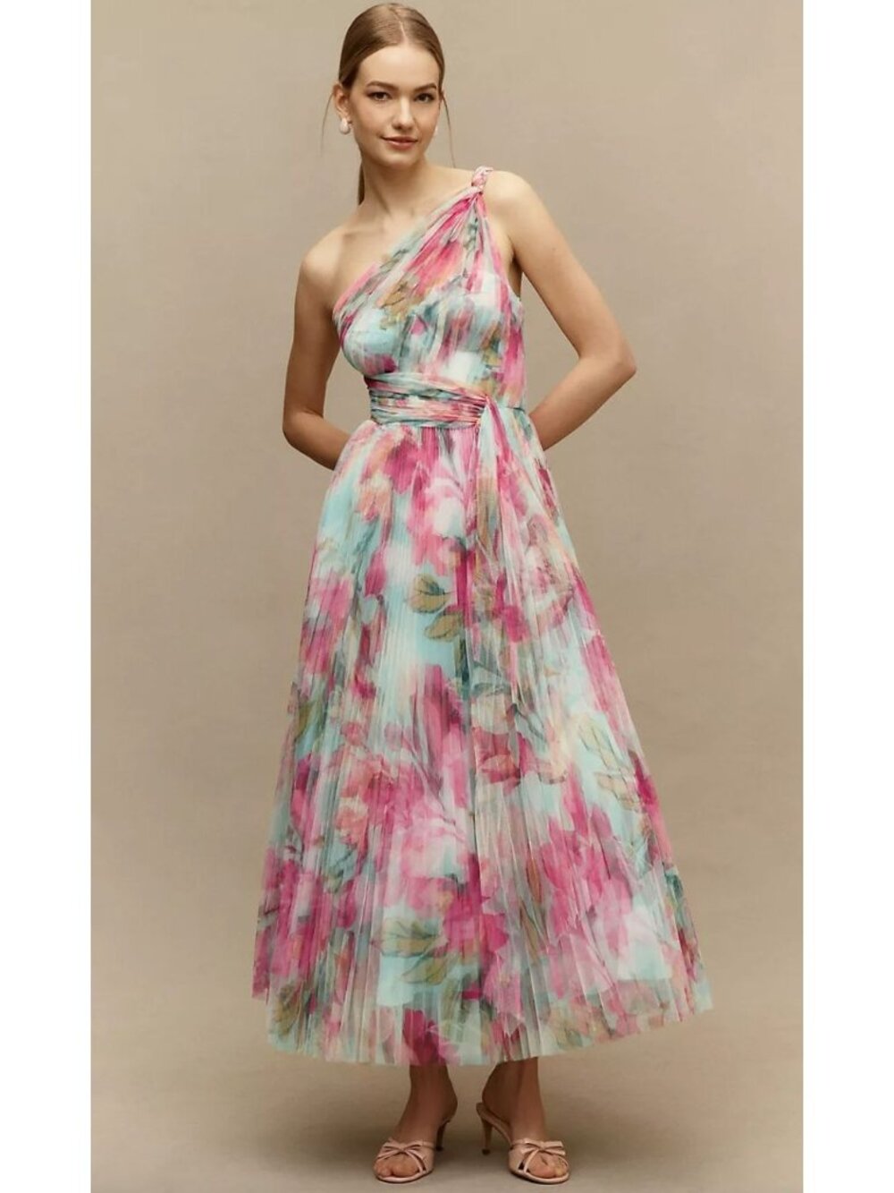 Anthropologie Hutch Phillippa Hutch Tulle One-Shoulder Midi Dress Size 10
